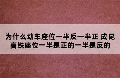 为什么动车座位一半反一半正 成昆高铁座位一半是正的一半是反的